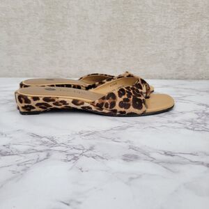 Two Lips Vintage Calf Pony Hair Leopard Print Women's Slide Sandals